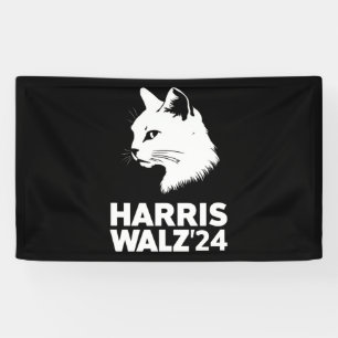 Harris Waltz 2024 Election Funny Cat Kamala Tim  Banner