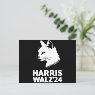 Harris Waltz 2024 Election Funny Cat Kamala Tim  Postcard