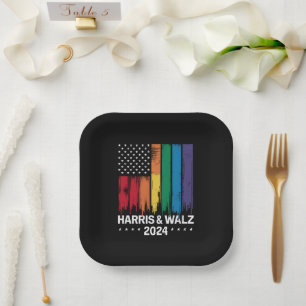 Harris Waltz 2024 Election Gay Tim Waltz LGBTQ Paper Plate