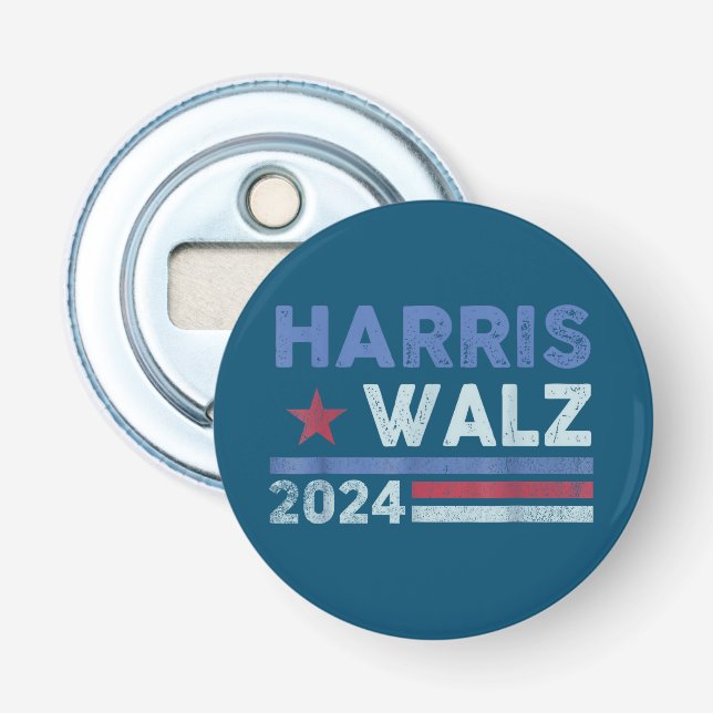 Harris Waltz 2024 Election Kamala Harris Navy Blue Bottle Opener (Front)