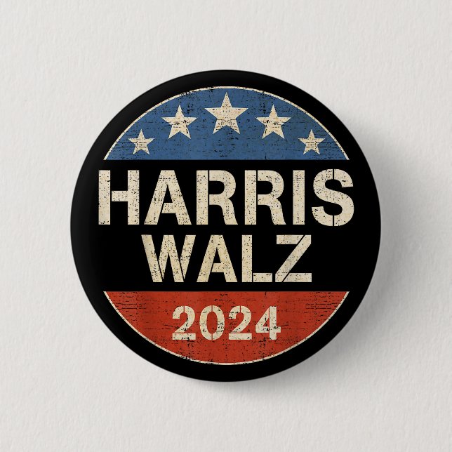 Harris Waltz 2024 Election Kamala Harris Tim Waltz 6 Cm Round Badge (Front)