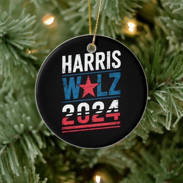 Harris Waltz 2024 Election Kamala Harris Tim Waltz Ceramic Ornament (Tree)