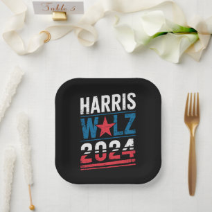 Harris Waltz 2024 Election Kamala Harris Tim Waltz Paper Plate