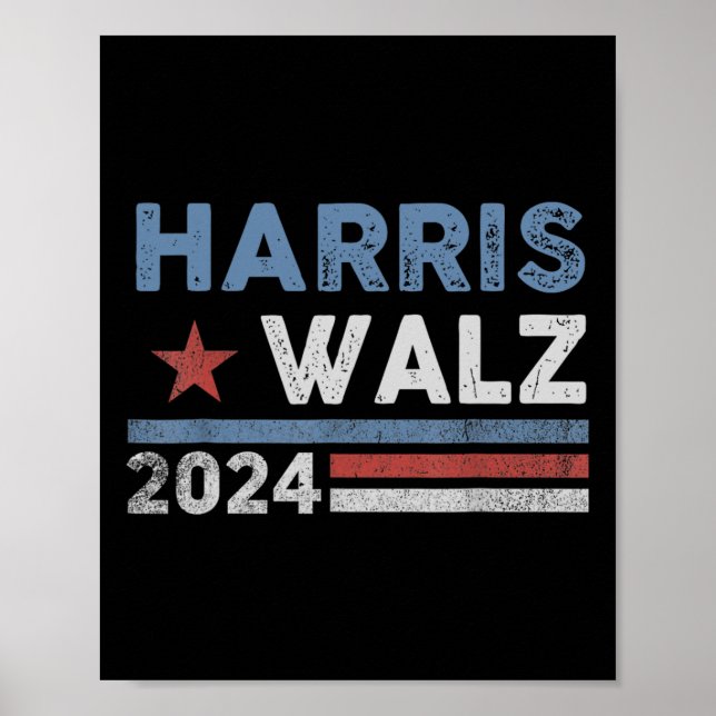 Harris Waltz 2024 Election Kamala Harris Tim Waltz Poster (Front)