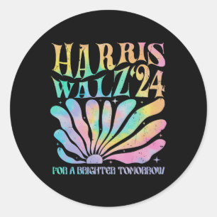 Harris Waltz 2024 For A Brighter Tomorrow Tie Dye Classic Round Sticker