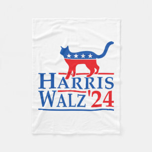 Harris Waltz 2024 Funny Cat Election Kamala Harris Fleece Blanket