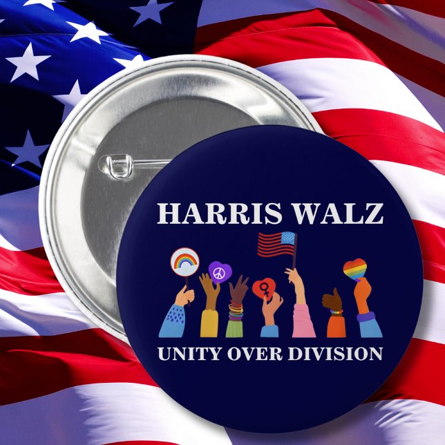 Harris Waltz 2024 Unity Over Division 6 Cm Round Badge (Creator Uploaded)