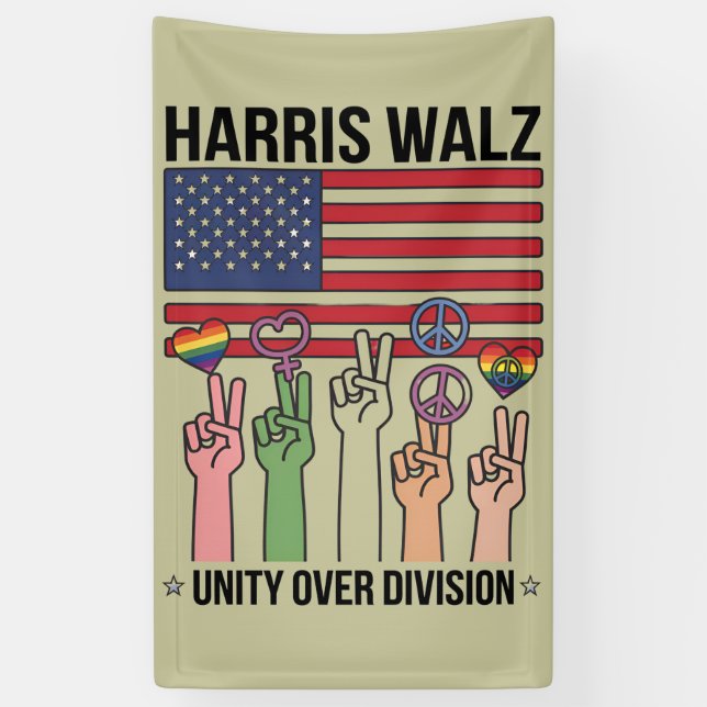 Harris Waltz 2024 Unity Over Division Banner (Vertical)