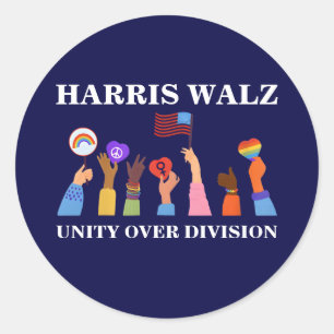 Harris Waltz 2024 Unity Over Division Classic Round Sticker