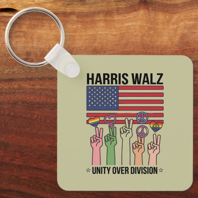 Harris Waltz 2024 Unity Over Division Key Ring (Front)