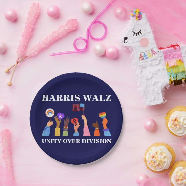 Harris Waltz 2024 Unity Over Division Paper Plate (Party)