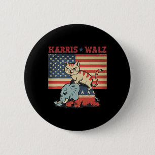 Harris Waltz 2024 Vp President Election Funny Cat 6 Cm Round Badge