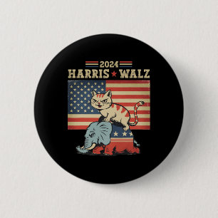 Harris Waltz 2024 Vp President Election Funny Cat 6 Cm Round Badge