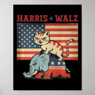 Harris Waltz 2024 Vp President Election Funny Cat  Poster