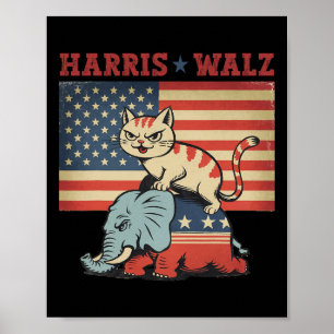Harris Waltz 2024 Vp President Election Funny Cat  Poster