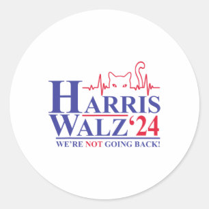 Harris Waltz 2024 We're Not Going Back Funny Cat L Classic Round Sticker