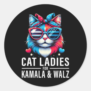 Harris Waltz Cat Lady Harris Waltz 2024 Kamala Har Classic Round Sticker