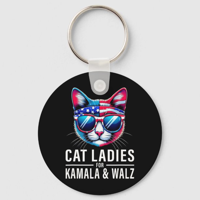 Harris Waltz Cat Lady Harris Waltz 2024 Kamala Har Key Ring (Front)