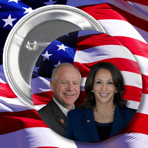 Harris Waltz Photo 2024 - Kamala Harris Tim Waltz 6 Cm Round Badge