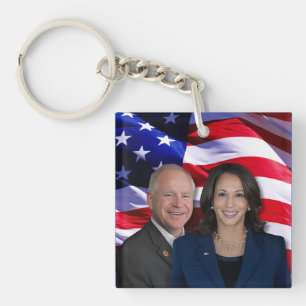 Harris Waltz Photo 2024 - Kamala Harris Tim Waltz Key Ring