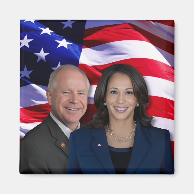 Harris Waltz Photo 2024 - Kamala Harris Tim Waltz Magnet (Front)