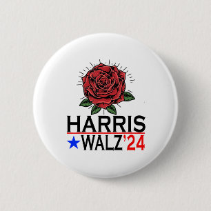 Harris Waltz Vote Kamala Flower 2024 6 Cm Round Badge