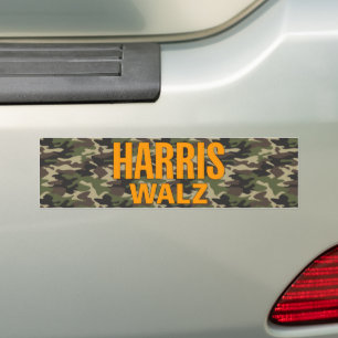 Harris Walz 2024 Camo Bumper Sticker