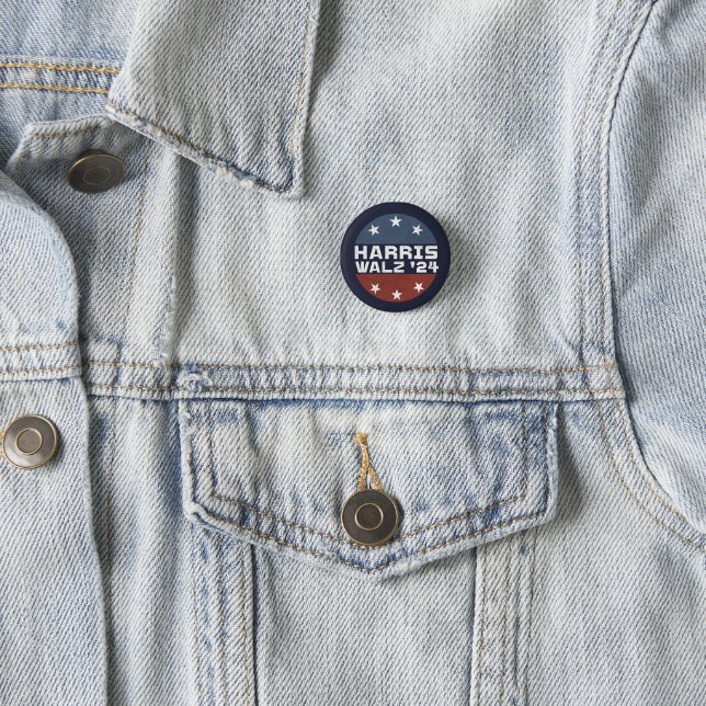 Harris Walz 2024 Campaign USA Flag 3 Cm Round Badge (In Situ)
