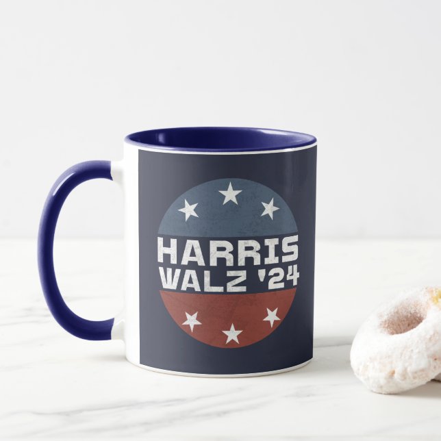 Harris Walz 2024 Campaign USA Flag Mug (With Donut)