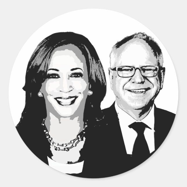 Harris Walz 2024 Classic Round Sticker (Front)