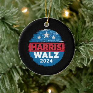 Harris Walz 2024 Election Kamala Harris Tim Waltz  Ceramic Ornament