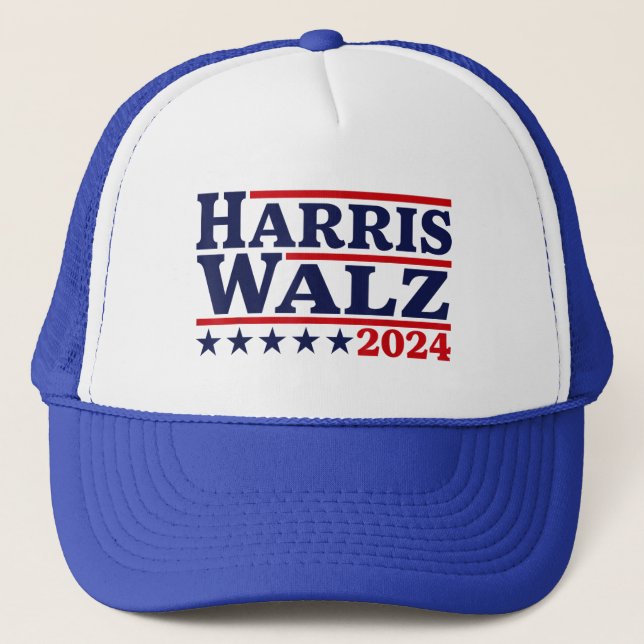 Harris Walz 2024 Election Kamala Harris Tim Waltz Trucker Hat (Front)