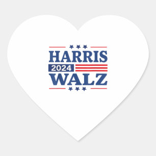Harris Walz 2024 Election Kamala Harris Tim Walz 2 Heart Sticker