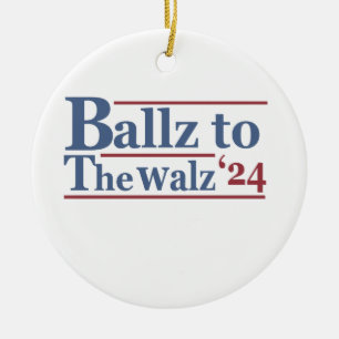 Harris Walz 2024 Election Kamala Tim Waltz America Ceramic Ornament