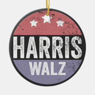 Harris Walz 2024 Election Kamala Tim Waltz America Ceramic Ornament