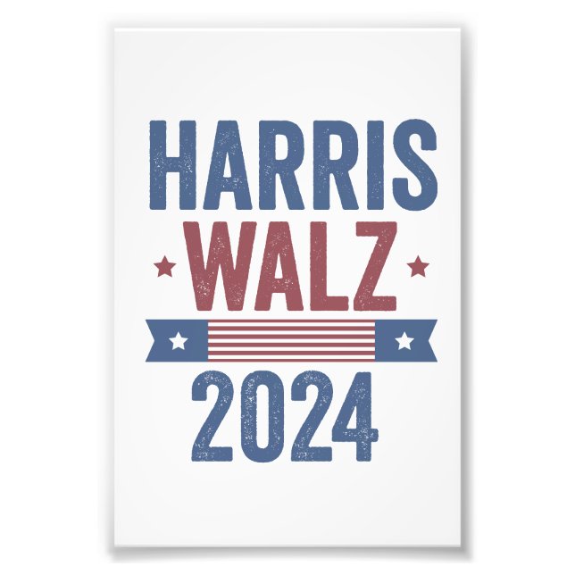 Harris Walz 2024 Election Kamala Tim Waltz America Photo Print (Front)