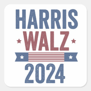 Harris Walz 2024 Election Kamala Tim Waltz America Square Sticker