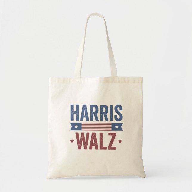 Harris Walz 2024 Election Kamala Tim Waltz America Tote Bag (Front)