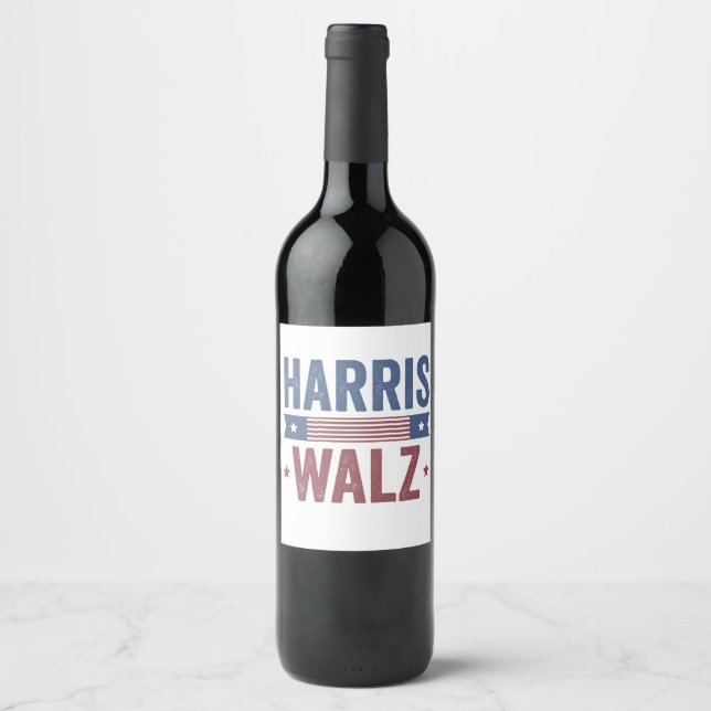 Harris Walz 2024 Election Kamala Tim Waltz America Wine Label (Front)
