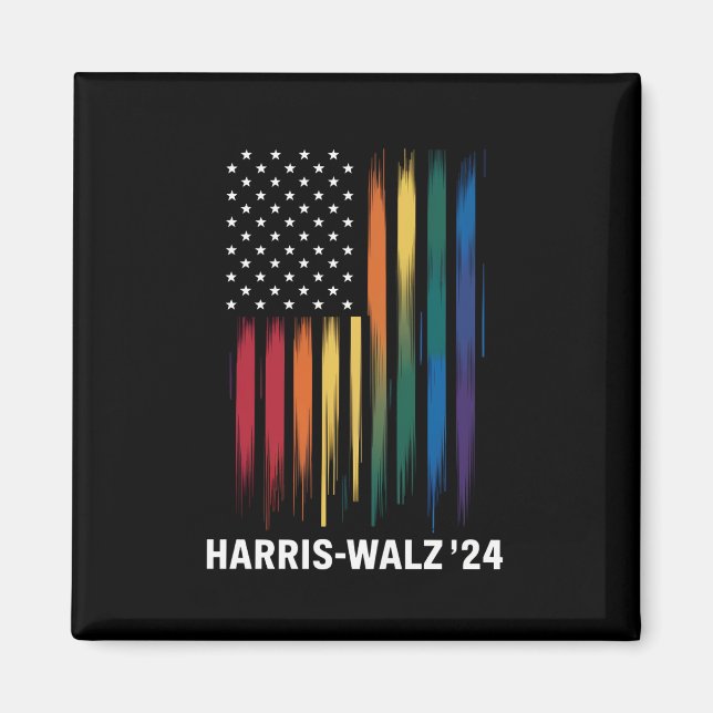 Harris Walz 2024 Election Kamala Tim Waltz LGBT Magnet (Front)