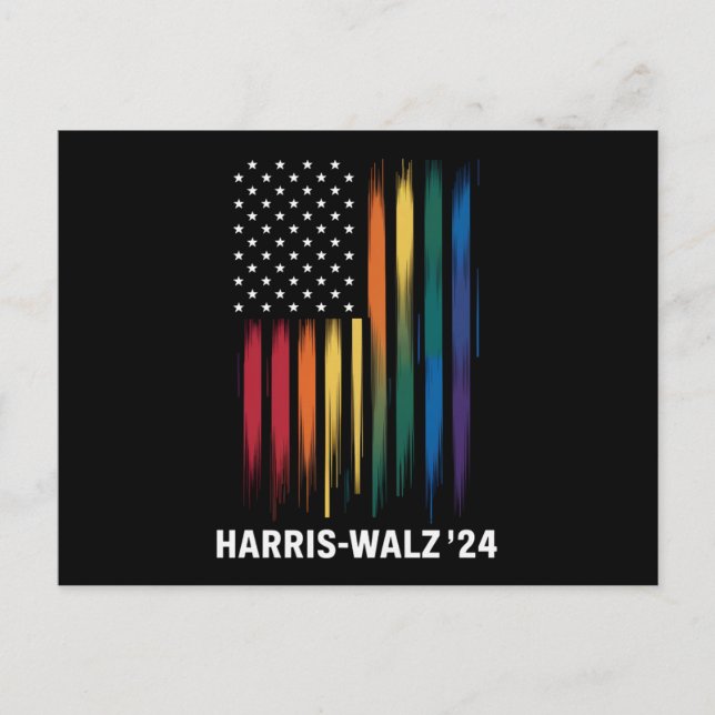 Harris Walz 2024 Election Kamala Tim Waltz LGBT Postcard (Front)