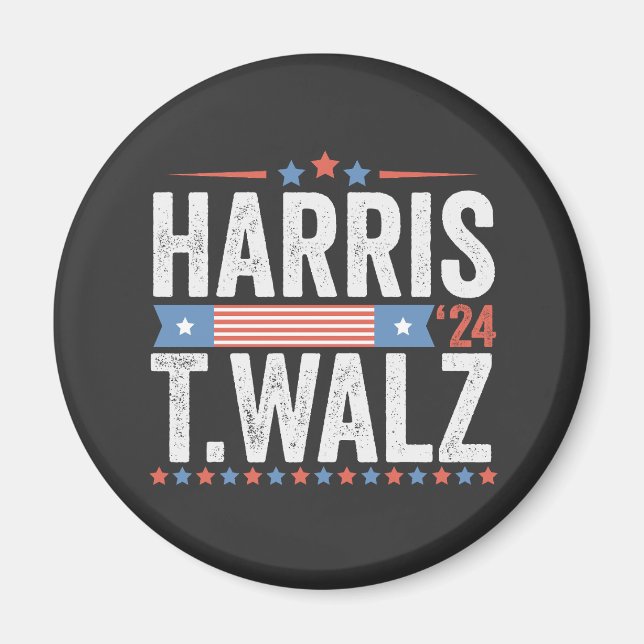 Harris Walz 2024 Election Kamala Tim Waltz Magnet (Front)
