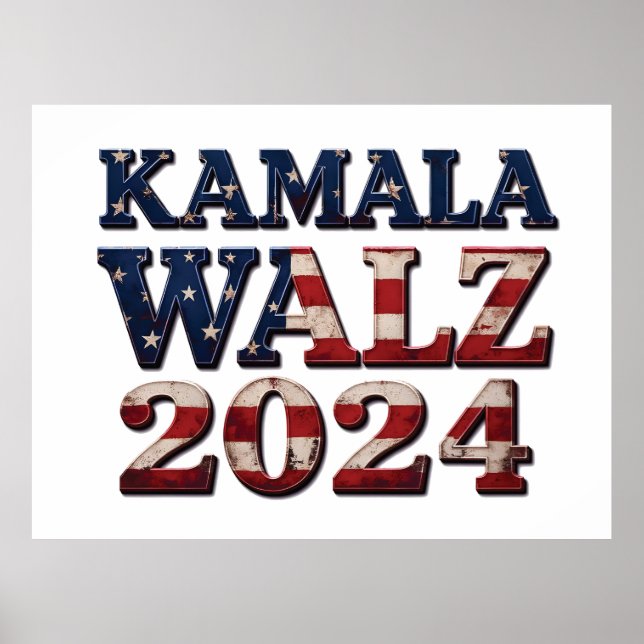 Harris Walz 2024 Election Kamala Tim Waltz  Poster (Front)