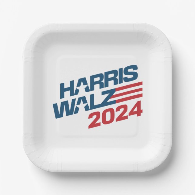 Harris Walz 2024 Election Paper Plate (Front)