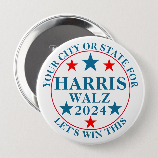 Harris Walz 2024 Election Personalised Political 10 Cm Round Badge (Front & Back)