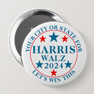 Harris Walz 2024 Election Personalised Political 10 Cm Round Badge