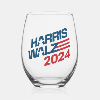 Harris Walz 2024 Election Stemless Wine Glass