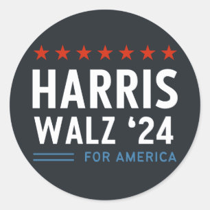 Harris Walz 2024 For America  Classic Round Sticker