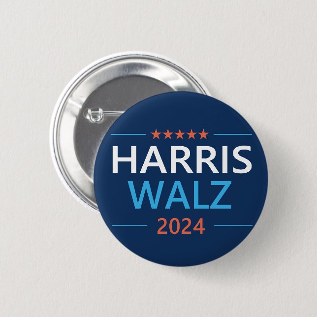 Harris Walz 2024 for President 6 Cm Round Badge (Front & Back)