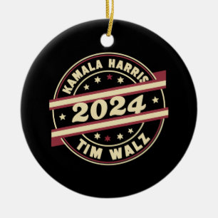 Harris Walz 2024 for President Patriotic Kamala  Ceramic Ornament